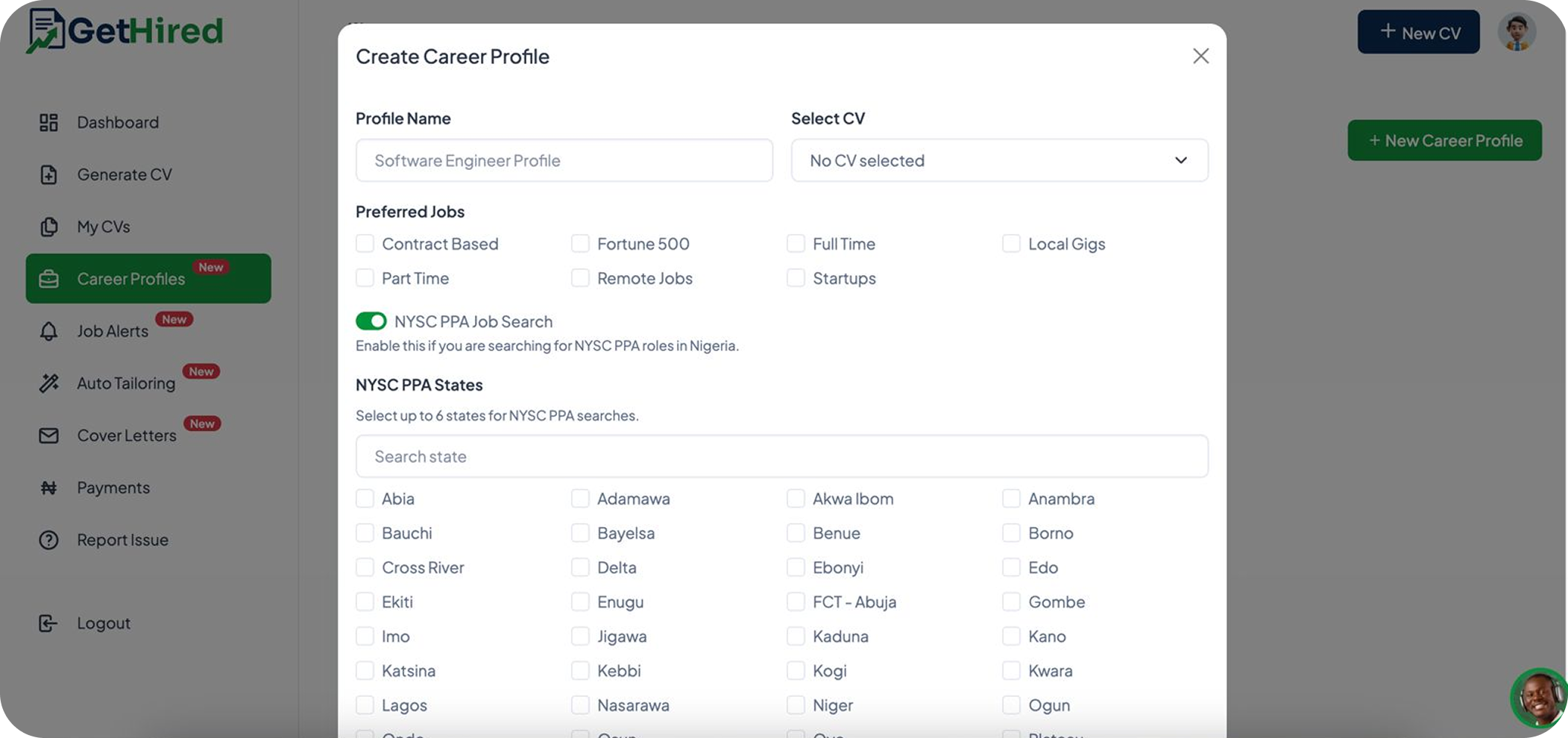 Localization and career profile view